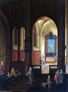 View Of A Chapel At Evening — Pieter Neefs The Elder