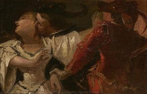 Vienna Carnival Scene (Two cavaliers competing for a woman)