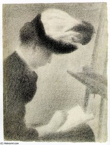 Woman Seated By An Easel, Ca — Georges Seurat, Pointillist Impressionism
