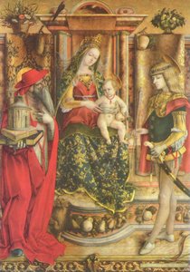 Enthroned Madonna, Saint Jerome, And St. Sebastian — Carlo Crivelli