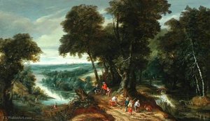 Landscape, Riverbank with Figures