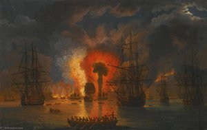 The Destruction Of The Turkish Fleet In The Battle Of Chesme 6 7 July 1770 — Jakob Philipp Hackert