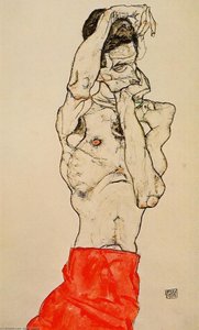 Standing Male Nude With A Red Loincloth — Egon Schiele, Expressionism
