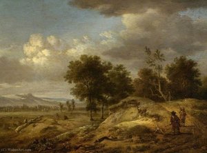 Landscape With Coursing — Jan Jansz Wijnants, Baroque
