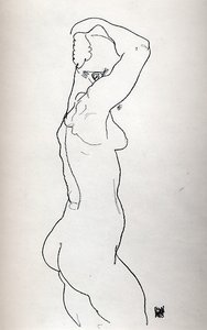 Standing Nude, Facing Right — Egon Schiele, Expressionist Style