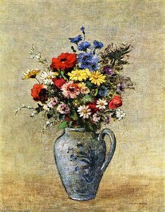 Flowers In A Vase With One Handle — Odilon Redon