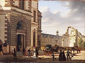 Vue De L'entrée Principale Du Musée Royal, Dit Aussi L'entrée Du Muséum Et Les Ruines De Saint Louis Du Louvre — Bouhot Etienne