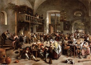 Revelry At An Inn — Jan Havickszoon Steen, Baroque