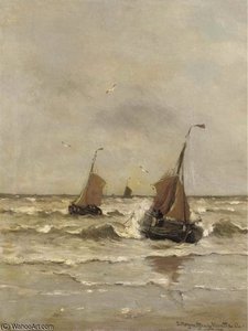 Bomschuiten In The Surf — Gerhard Morgenstjerne Munthe, Impressionism