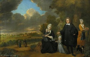 Portrait Of A Calvinist Clergyman And His Family In Front Of A Rural Background — Jan Jozef Ii Horemans, Rococo