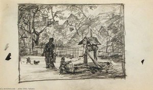 Figures At Well — John Ottis Adams