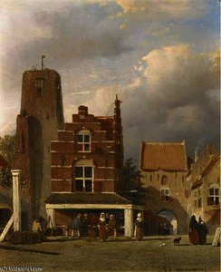 Figures On A Market Square — Jan Weissenbruch