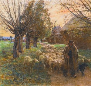 Le Berger Et Son Troupeau, Le Soir — Léon Augustin L'hermitte