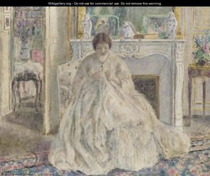 Woman Seated By A Fireplace — Frederick Carl Frieseke