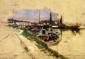 The Machine At Marly (also Known As The Seine At Bougivel) — Giovanni Boldini, Impressionist Landscape