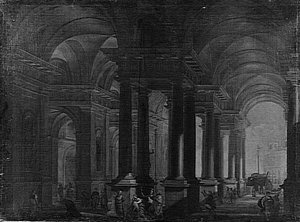 Interieur D'un Temple Avec Figures — Jean Lemaire Dit Lemaire-poussin