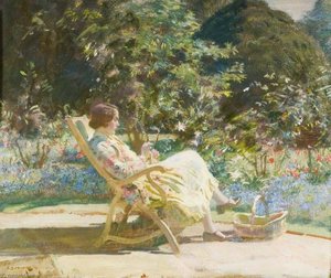 Violet, My Wife, In The Garden — Sir Alfred James Munnings, British Regionalism