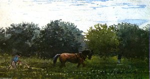 Horse And Plowman, Houghton Farm — Winslow Homer