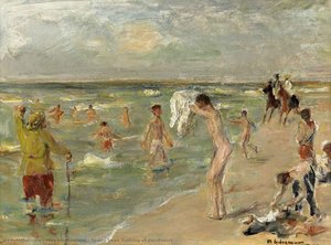 Young Boys Bathing At Zandvoort — Max Liebermann