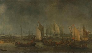 The Battle On The Slaak Between The Dutch And Spanish Fleets During The Night Of 12-13 September 1631, Simon De Vlieger, 1633 — Simon De Vlieger
