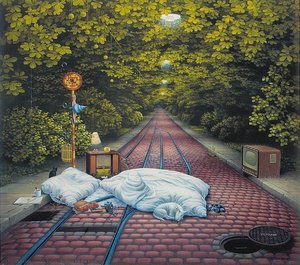 Waiting For The Tram — Jacek Yerka
