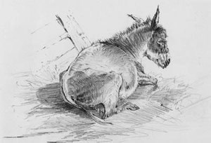 A Donkey Resting In A Barn — Samuel Prout