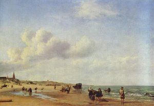 The Beach At Scheveningen — Adriaen Van De Velde