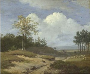 A Summer Landscape With A Shepherd And His Flock — Andreas Schelfhout