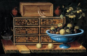 Writing Desk With A Small Chest And A Fruit Bowl — Pedro De Camprobín