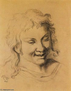 Teenage Curly Head, Laughing — Albin Egger Lienz