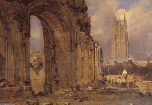 The Chapel Of St Joseph Of Arimathea, Glastonbury, From The South-east — Samuel Prout