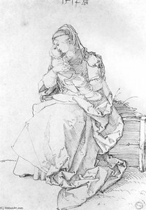 Mary With Child Wound On The Grassy Bank — Albrecht Dürer