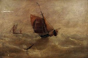 Fishing Smacks In A Storm — Edward King Redmore