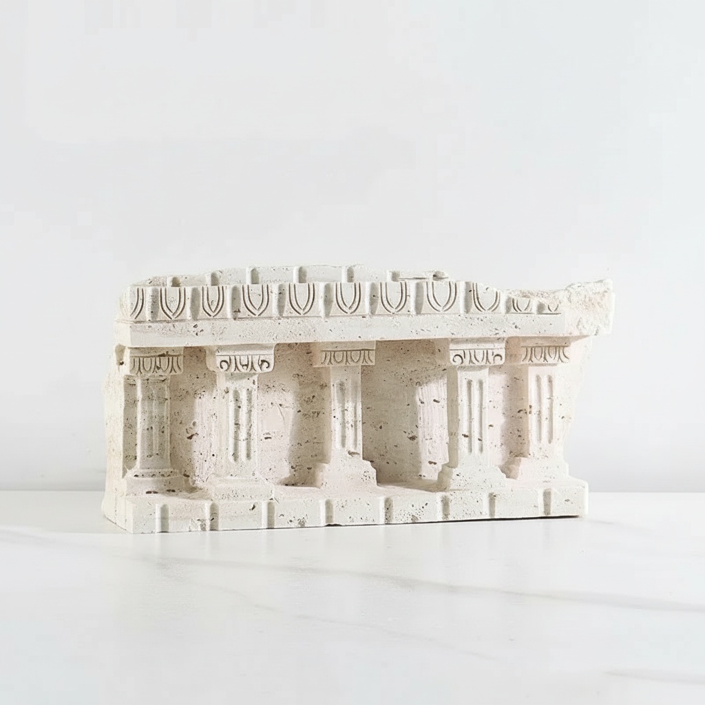 Ancient Stone Still Life Sculpture: Classical Temple Miniature