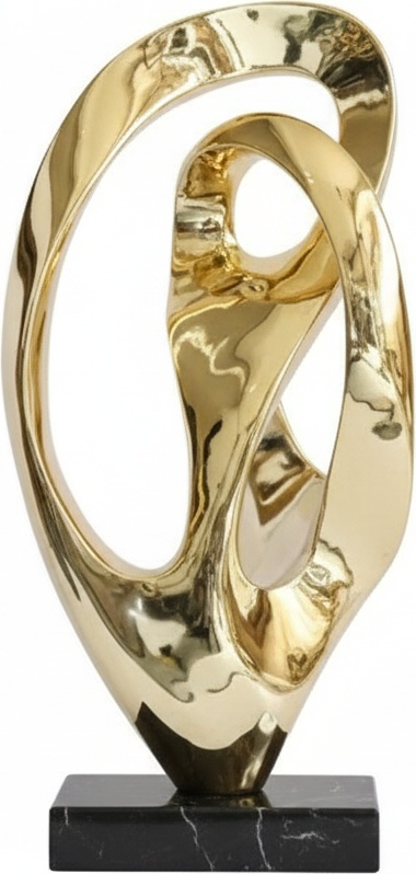 Golden Flow Resin Sculpture – Modern Abstract Art