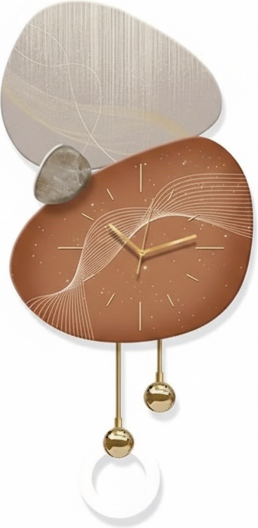 Illuminated Abstract Wall Clock With Copper & Gold Accents
