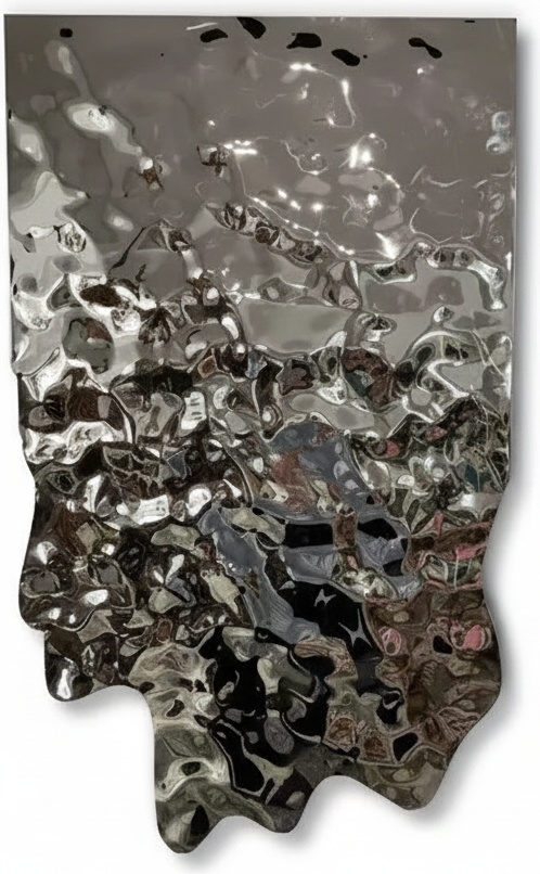 Stainless Steel Wave Wall Sculpture - Modern Textured Art
