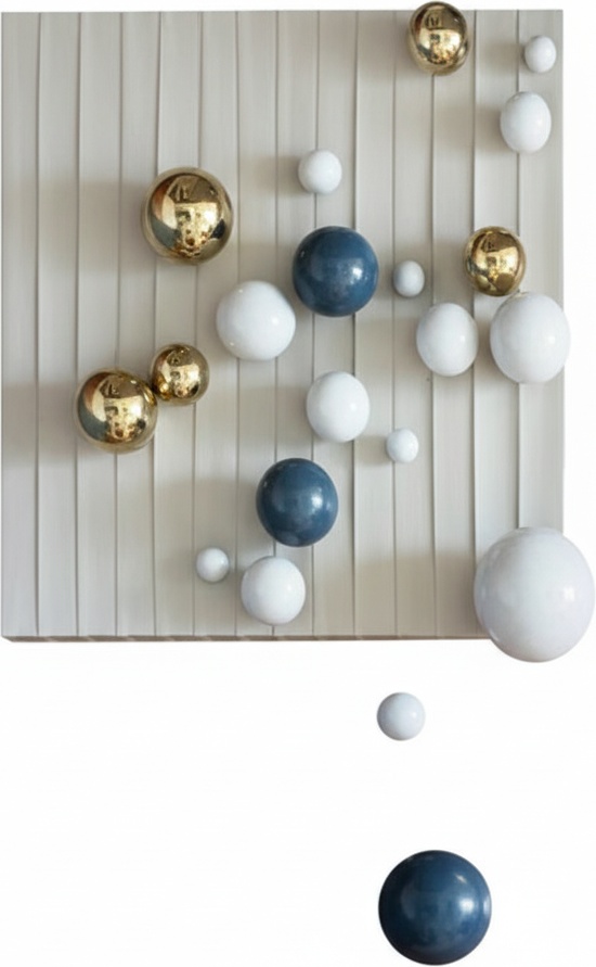 Golden & Blue Abstract Metal Sphere Wall Sculpture