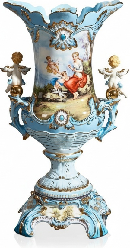 Rococo Porcelain Vase With Cherubs – Antique Luxury Décor