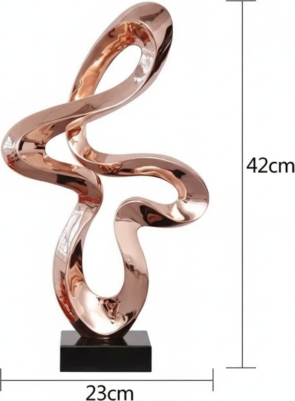 Polished Stainless Steel Abstract Sculpture - Rose Gold Tone
