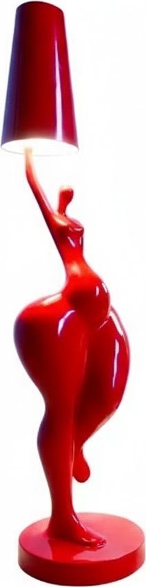 Red Resin Sculpture Lamp With Gold Accent