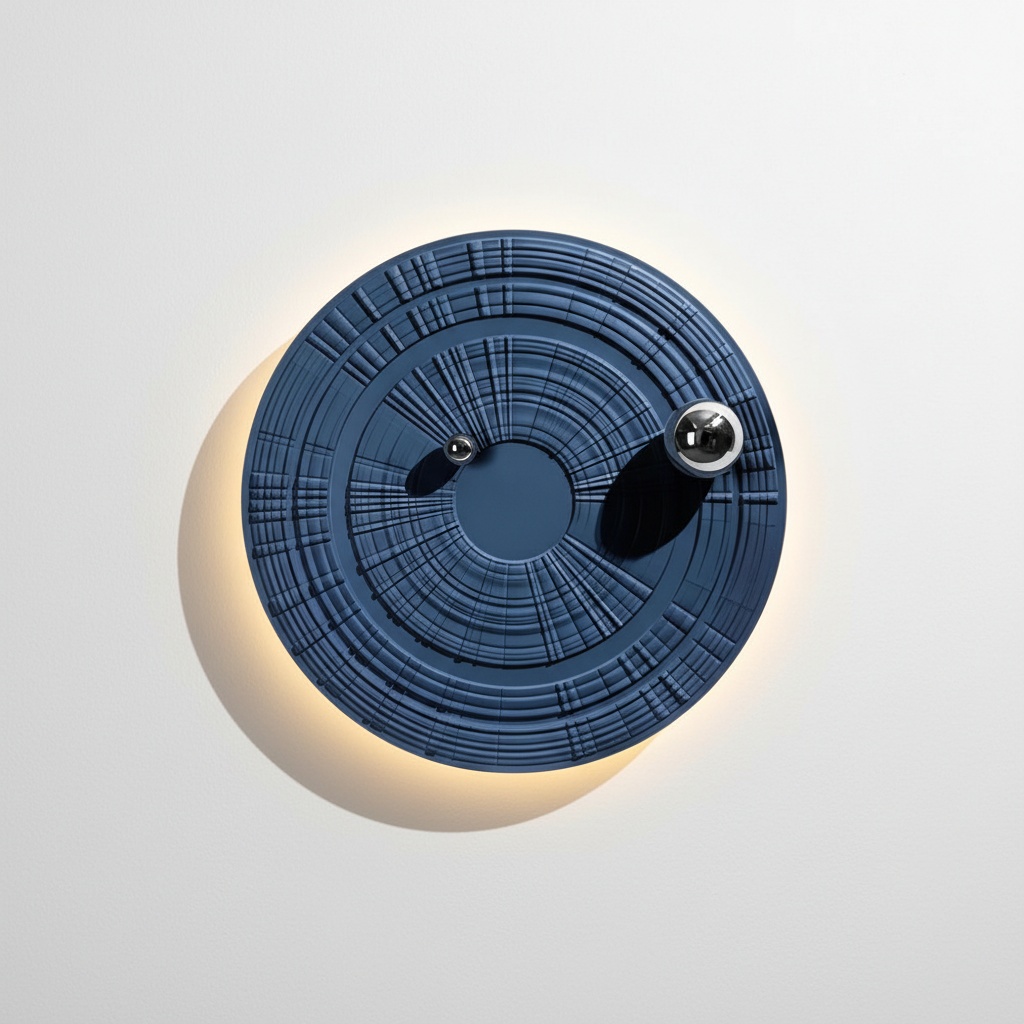 Abstract Circular Wall Sculpture - Textured Blue Metal Art