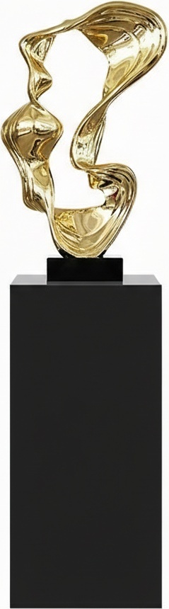 Golden Geometric Sculpture - Luxurious Resin Art Deco Statement Piece (39x35x151cm)