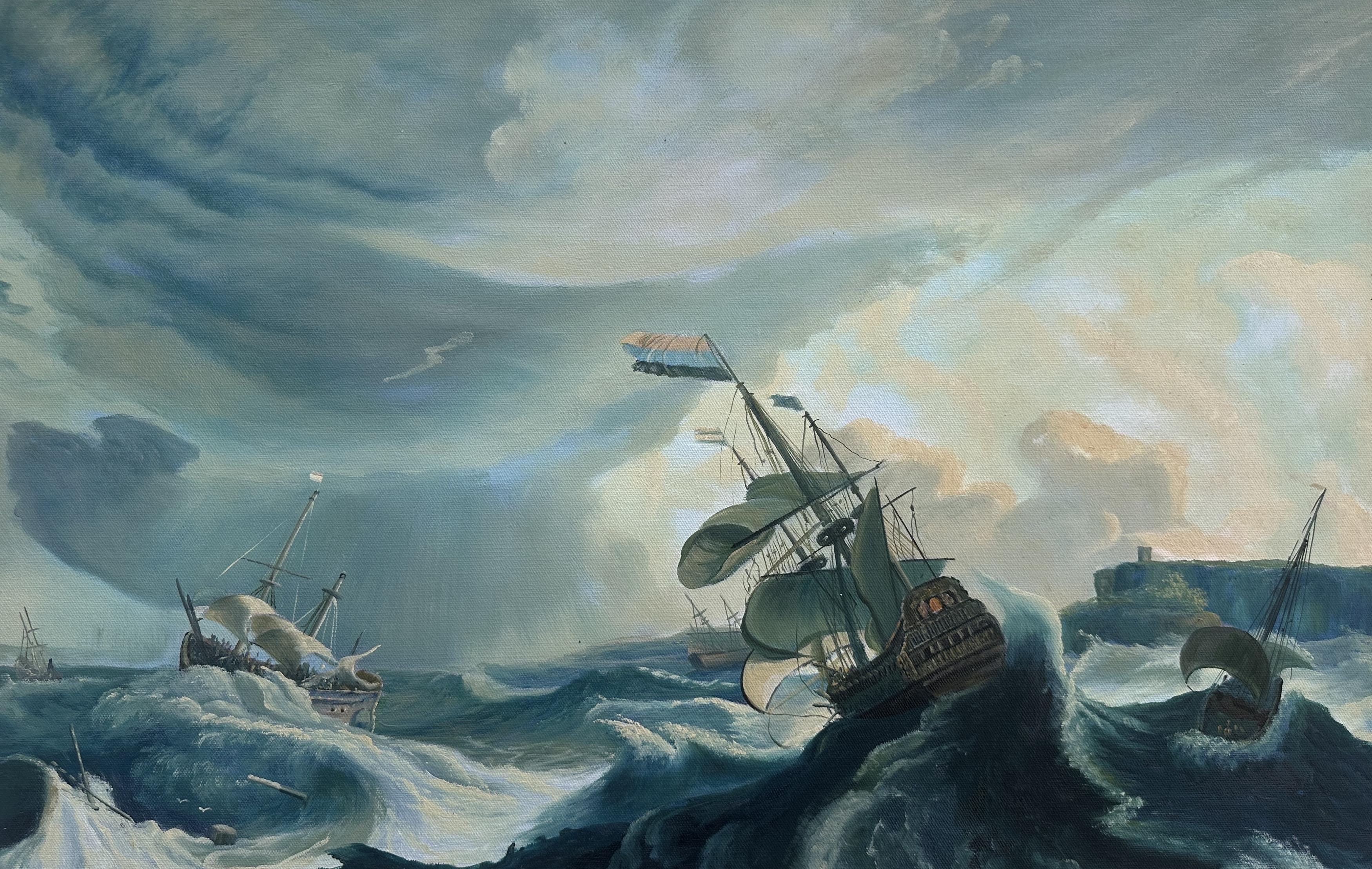 Warships In A Heavy Storm - Ludolf Backhuysen — Ludolf Backhuysen