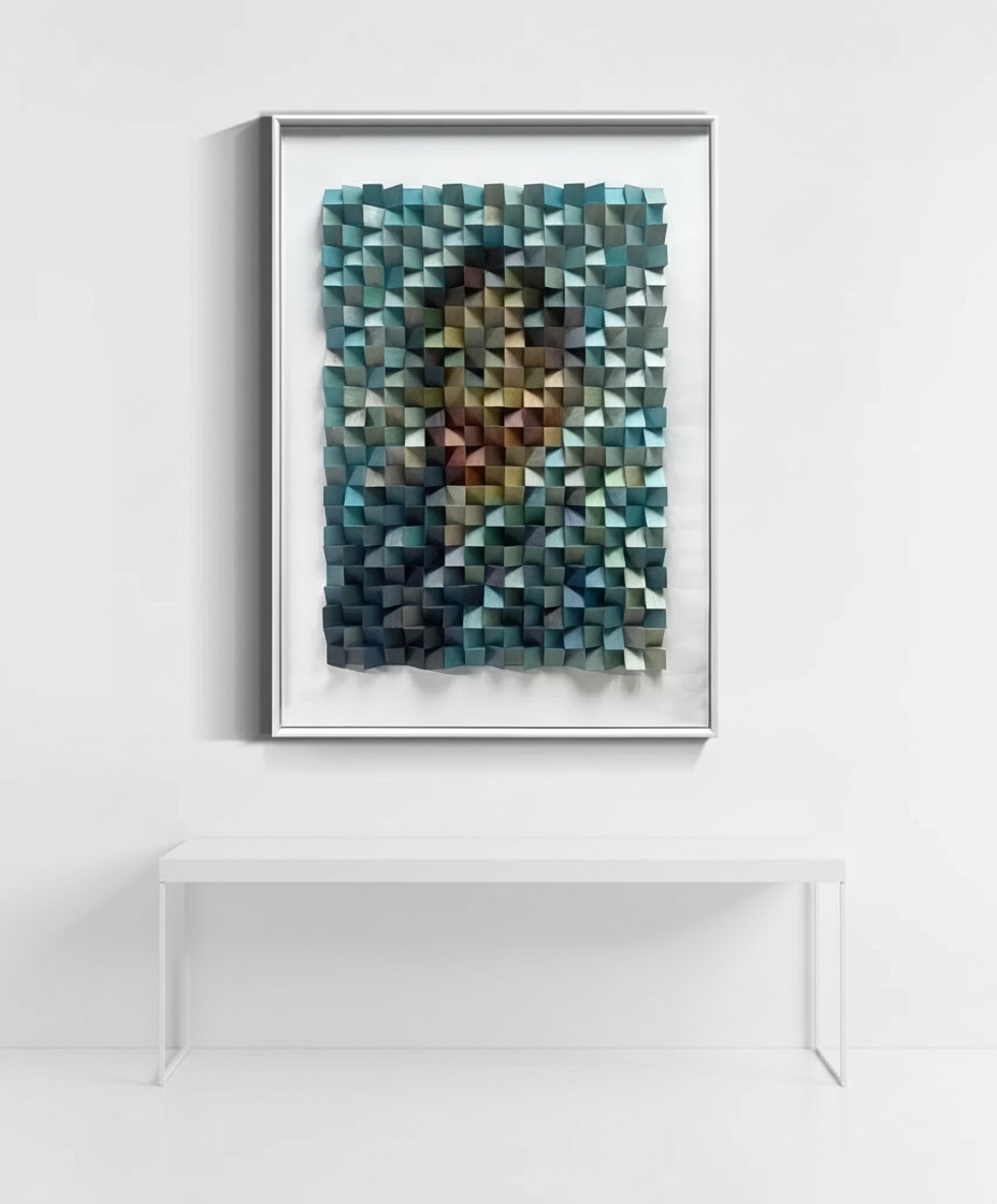 Abstract Wood Mosaic Wall Sculpture