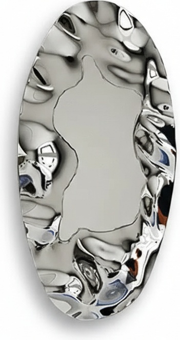 Abstract Silver Metal Wall Sculpture – Organic Wave Design