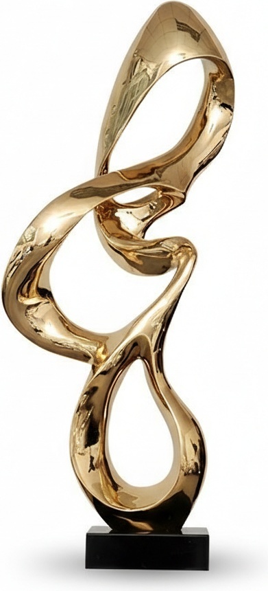 Elegant Golden Resin Sculpture - Modern Art Deco Decorative Statue For Living Room Bedroom Home Decor – 37cm Length X 18cm Width X 98cm Height