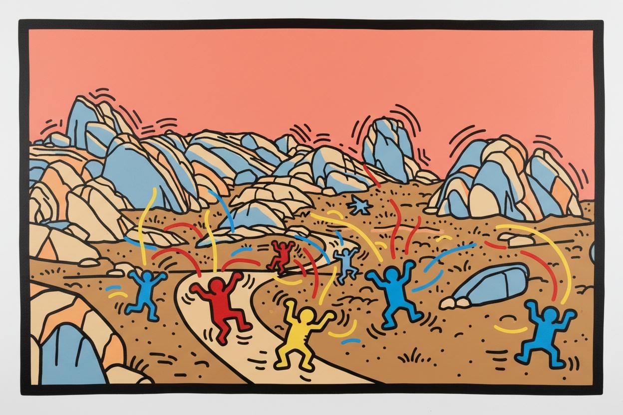 Ephemeral Ascent: A Haring Echo — Jacques Villedieu