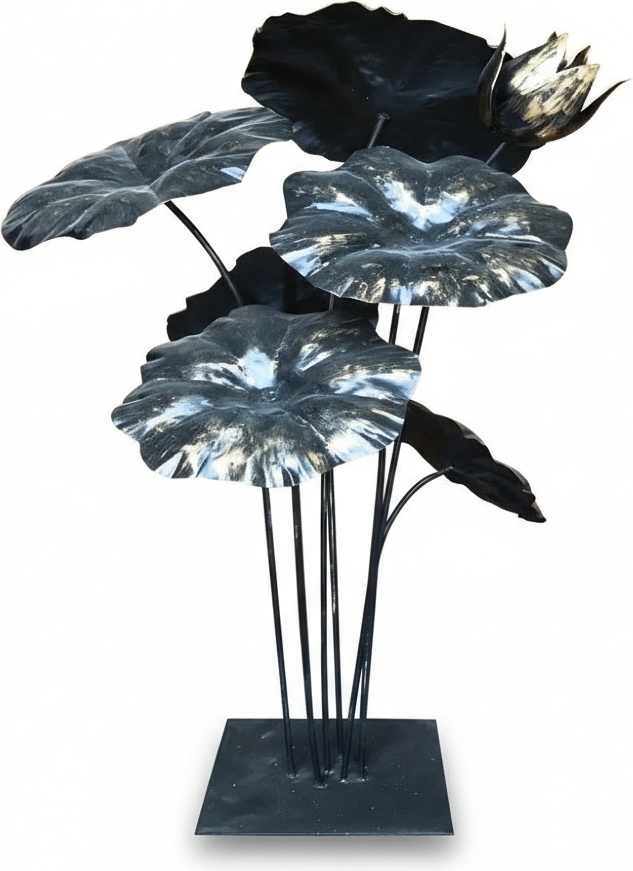 Serene Steel Lotus Sculpture