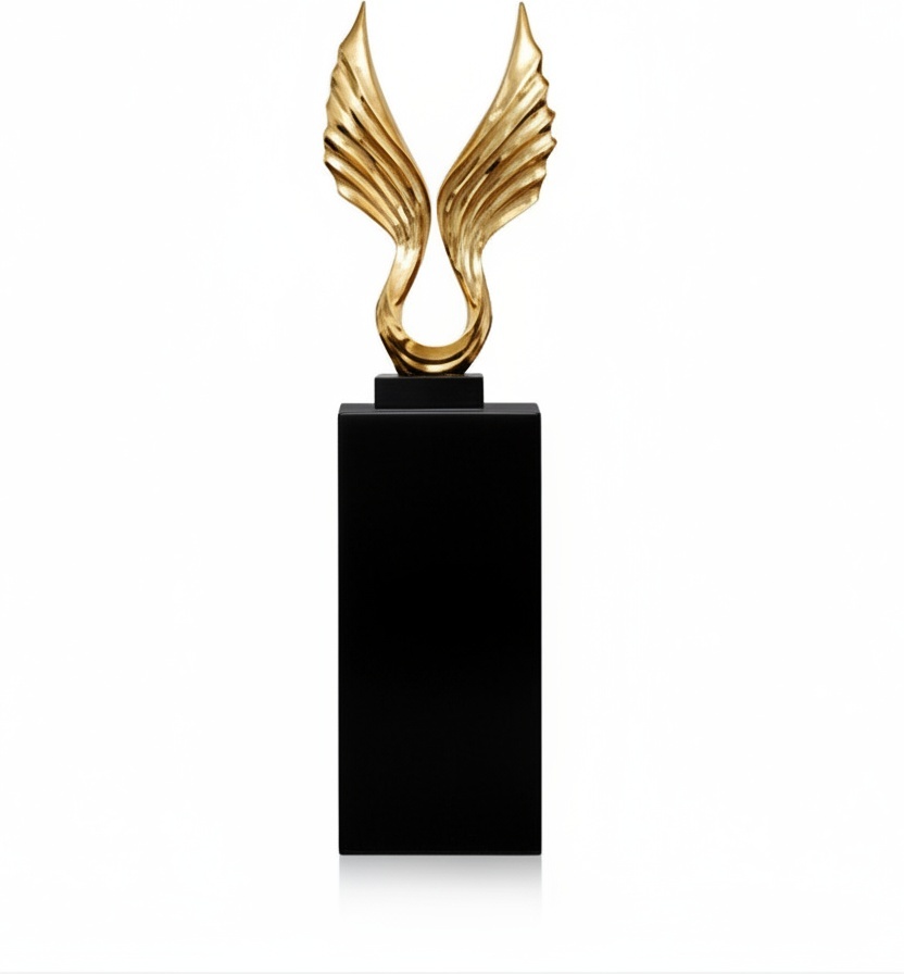 Elegant Geometric Resin Sculpture – Black Base | Modern Decorative Art Piece | Home Accent Trophy